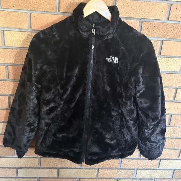 North Face Reversible Quilted Coat Full Zip Black Fleece Jacket Girls L (14-16) - Picture 5 of 9